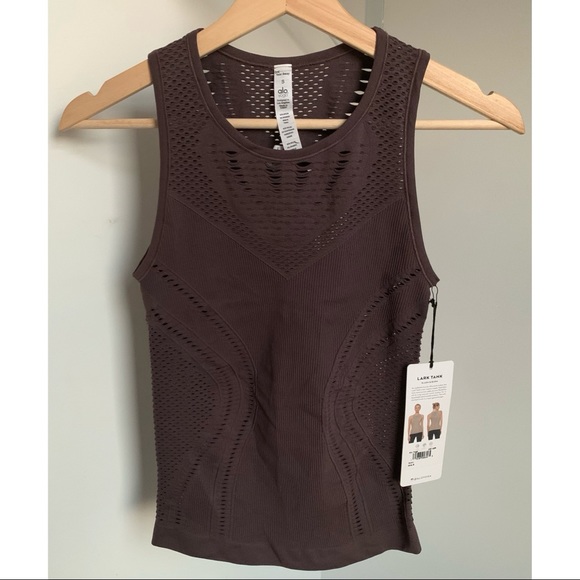 ALO Yoga Tops - Alo • S • Brown Vented Perforated Tank Top